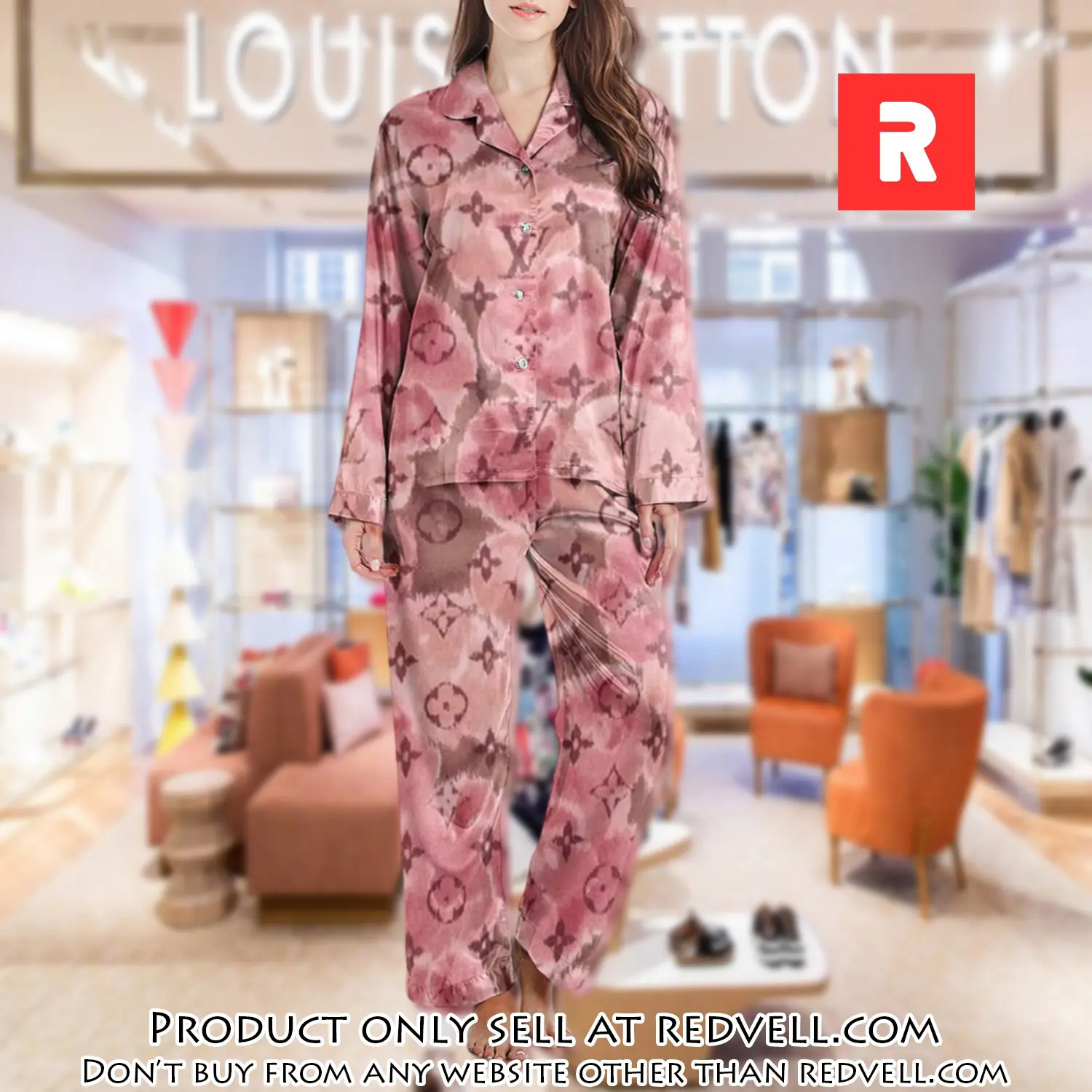 Lv monogram long satin pajama set pjs1035 rv5544312